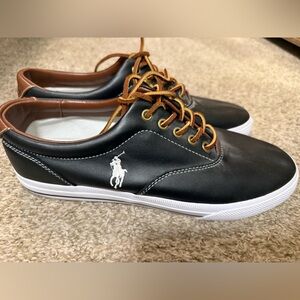 Polo by Ralph Lauren Black Sneakers with Brown Trim